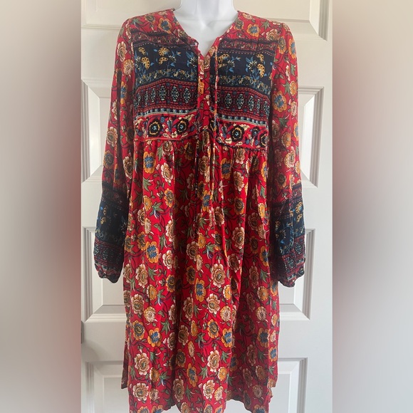 R. Vivimos Dresses & Skirts - R. VIVIMOS Red Floral Boho Dress Size Large